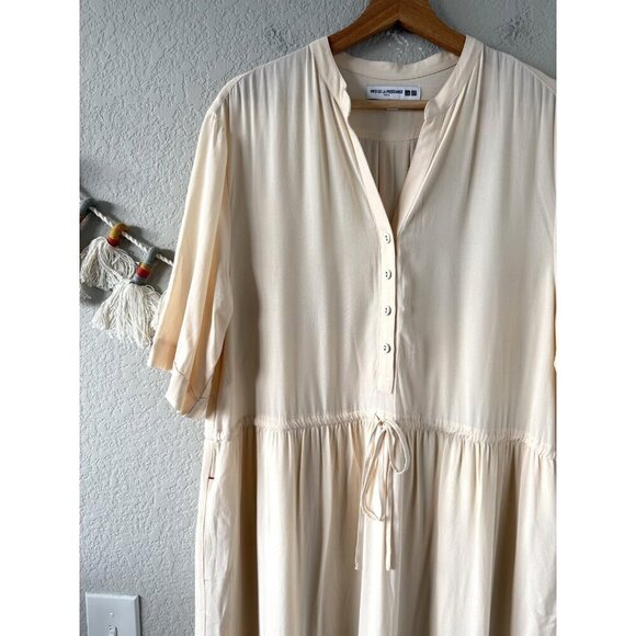 Uniqlo Ines De Fressange Aline Tie Waist Button Down Shirtdress Beige Neutral M - Picture 10 of 10